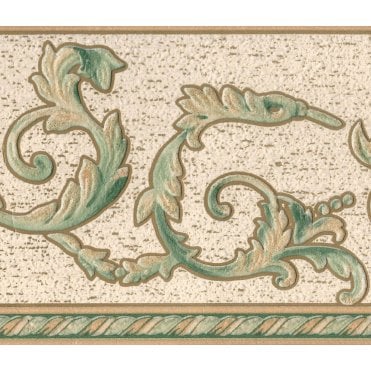 Acanthus Scroll & Motif Green / Cream Blown Vinyl Border by UGEPA F19004