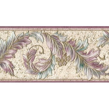 Acanthus Scroll Pink / Gold Blown Vinyl Border by Country Decor 4201B