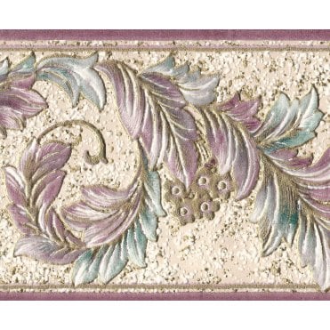Acanthus Scroll Pink / Gold Blown Vinyl Border by Country Decor 4201B