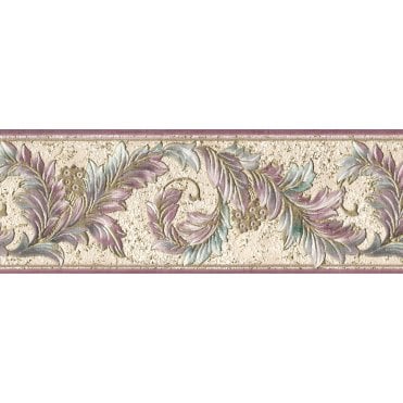 Acanthus Scroll Pink / Gold Blown Vinyl Border by Country Decor 4201B