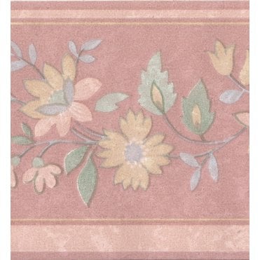 Alvina Floral Peach 10 Metre Border by Coloroll 394150