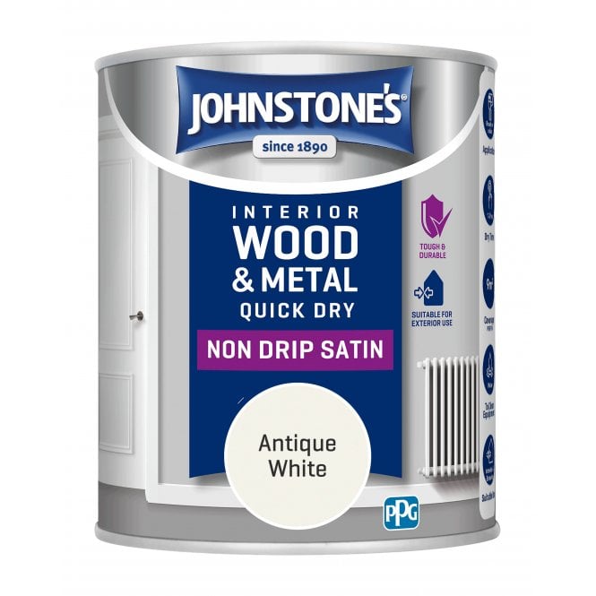 Antique White Quick Dry Satin - Johnstones Interior Wood & Metal Paint