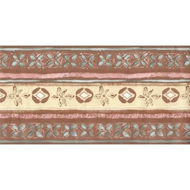 Aztec Stencil Floral Terracotta / Cream Border by Crown 58585