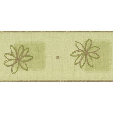 Batik Floral Green Embossed Border by Novo 21106