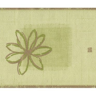 Batik Floral Green Embossed Border by Novo 21106