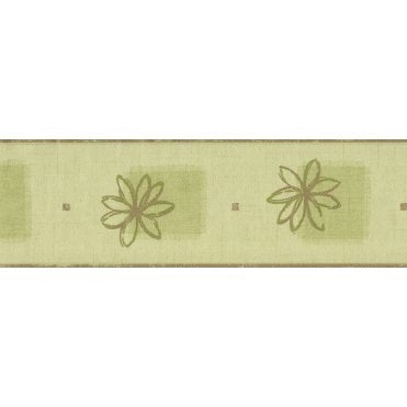Batik Floral Green Embossed Border by Novo 21106