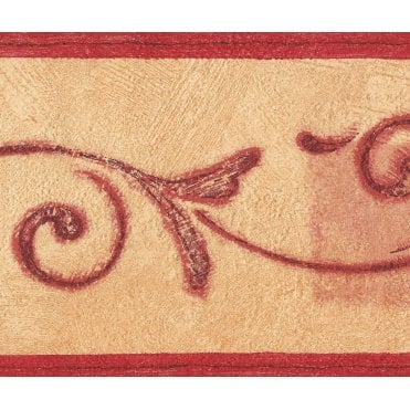 Be Happy Scroll & Squares Yellow / Red Border by Rasch 871449