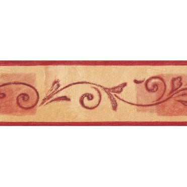 Be Happy Scroll & Squares Yellow / Red Border by Rasch 871449