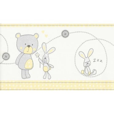 Bear & Boo Lemon / Grey Border by Decorline DLB50071