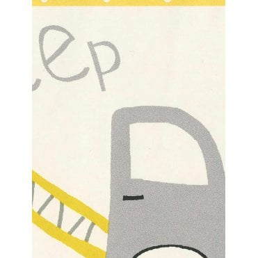 Beep Beep Car Yellow / Grey Border by Galerie G90072