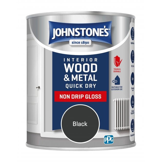 Black Quick Dry Gloss - Johnstones Interior Wood & Metal Paint