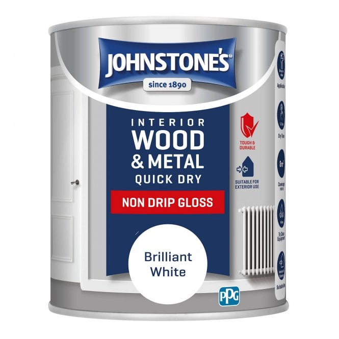 Brilliant White Quick Dry Gloss - Johnstones Interior Wood & Metal Paint