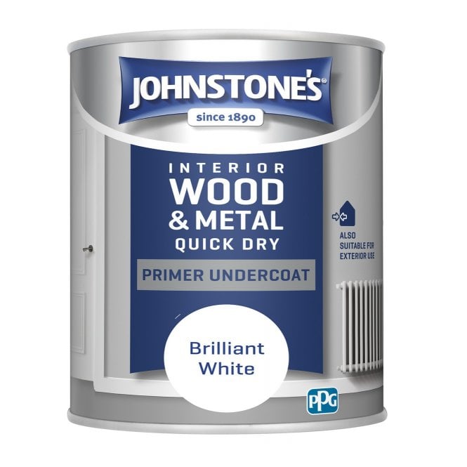 Brilliant White Quick Dry Primer Undercoat - Johnstones Interior Wood & Metal Paint