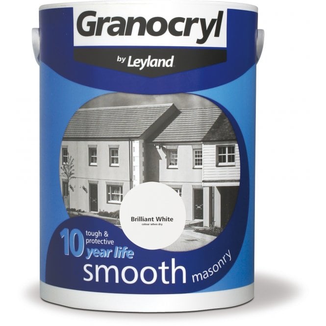 Brilliant White Smooth Masonry Paint - Granocryl by Leyland