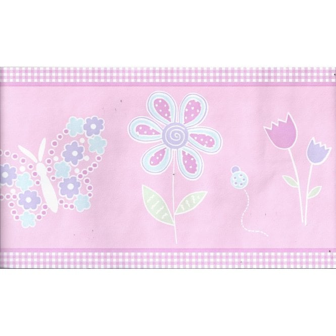 Butterfly and Flowers Pink Border By Holmes 134-41