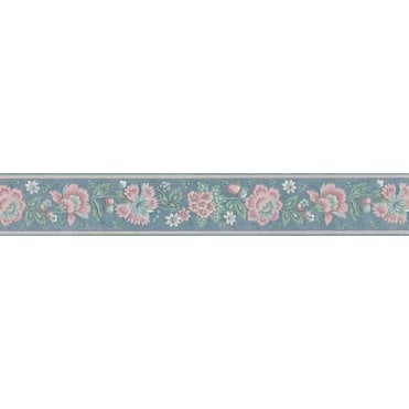 Carnation Trail Blue / Pink Narrow 10 Metre Border by Euro E0122