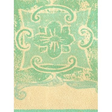 Ceroc Abstract Squares Cream / Green 10 Metre Border by Fine Decor B5841