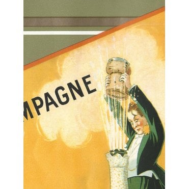 Imperial Close Up |  Champagne Popping Green / Gold Wallpaper Border 241B63501