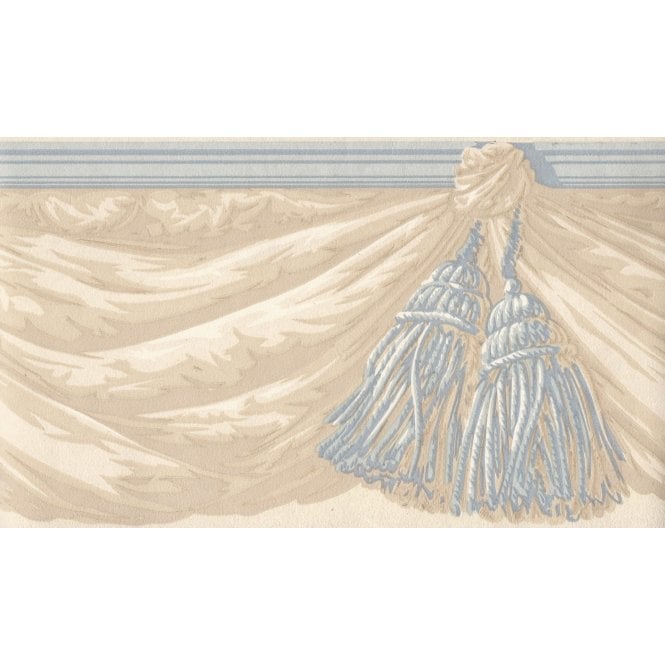 Chateau Swags & Tails Beige / Blue 10 Metre Border by Coloroll 210634