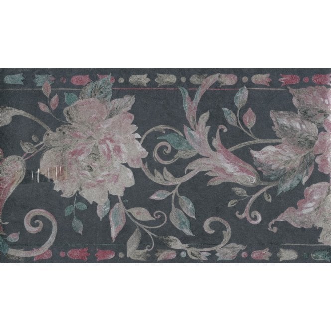 Consolata Floral Trail Charcoal Vinyl Border by John Wilman 555063