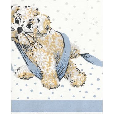 Cute Puppy Blue / White Border By Euro 0041