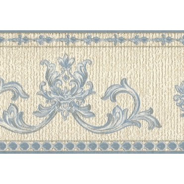 Davina Acanthus Motif Blue / Cream Blown Vinyl Border by Rasch 529111
