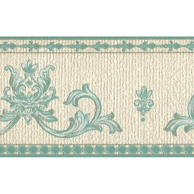 Davina Acanthus Motif Green / Cream Blown Vinyl Border by Rasch 529128