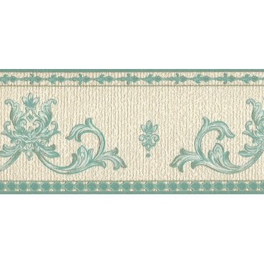 Davina Acanthus Motif Green / Cream Blown Vinyl Border by Rasch 529128