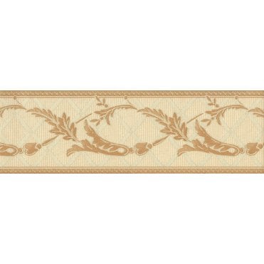 Eleganza III Embroidered Trellis Scroll Border Cream / Gold by Belgravia 87164
