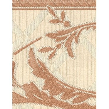 Eleganza III Embroidered Trellis Scroll Border Ivory / Terracotta by Belgravia 87163