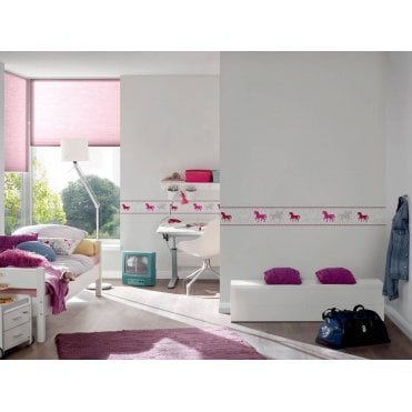 Esprit Kids 5 Bright Pink / Grey / White Unicorn Border by AS Creation 35705-2