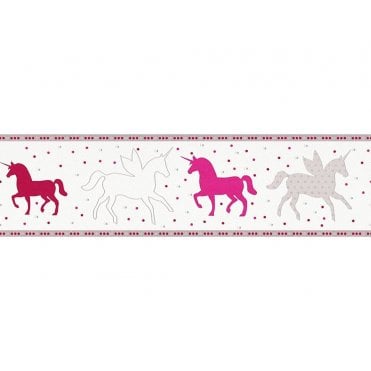Esprit Kids 5 Bright Pink / Grey / White Unicorn Border by AS Creation 35705-2