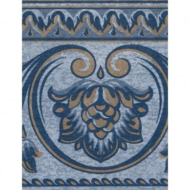 Fleur de Lys Blue Border By Crown 58994