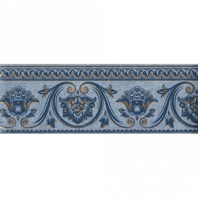 Fleur de Lys Blue Border By Crown 58994