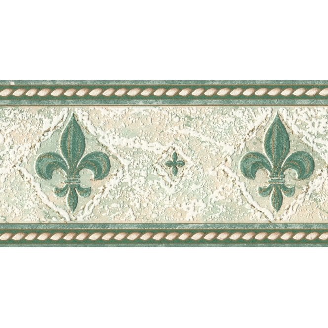 Fleur De Lys Green Blown Vinyl Border by Country Decor 4205B