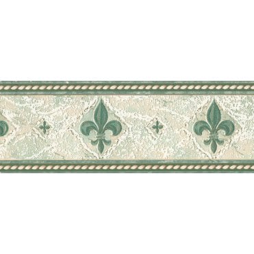Fleur De Lys Green Blown Vinyl Border by Country Decor 4205B