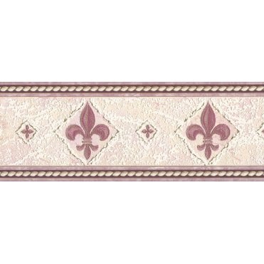 Fleur De Lys Pink Blown Vinyl Border by Country Decor 4206B