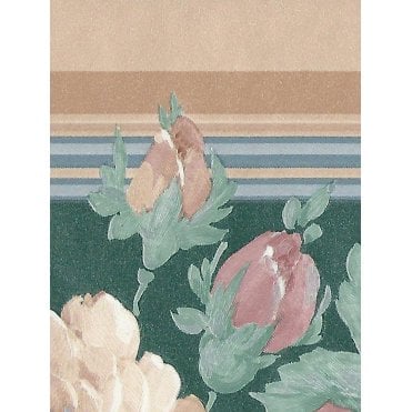 Floral Bottle Green Wide Border By Fine Decor B823