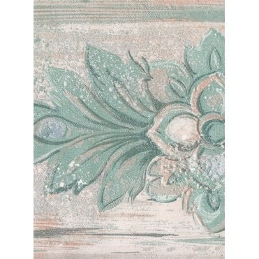 Floral Peach / Green Vinyl Border by Fine Decor B1503