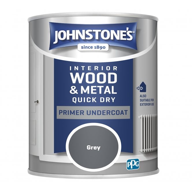 Grey Quick Dry Primer Undercoat - Johnstones Interior Wood & Metal Paint