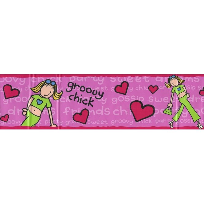 Groovy Chick Pink Self Adhesive Border by Bang on the Door