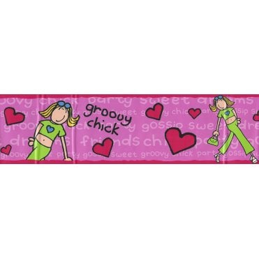 Groovy Chick Pink Self Adhesive Border by Bang on the Door