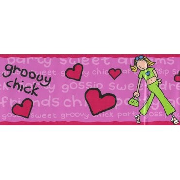 Groovy Chick Pink Self Adhesive Border by Bang on the Door