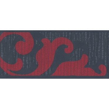Half Damask Border Charcoal / Red by AS Creation 5827-13