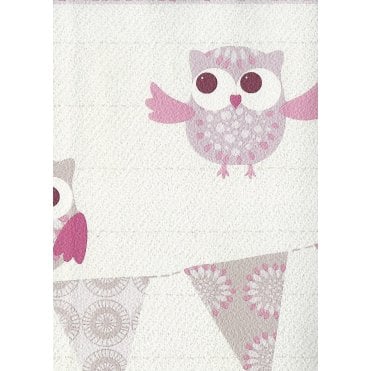 Happy Kids Little Owl & Bunting Pink Wide Border by PS International 05586-10