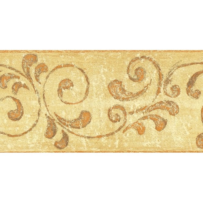 Illusions C Scroll Trail Yellow / Orange Border by Country Decor 3854B