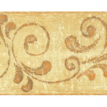 Illusions C Scroll Trail Yellow / Orange Border by Country Decor 3854B