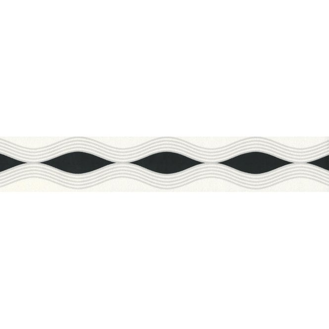 Infinity Wave Black / Grey Self Adhesive Narrow Border by AS Creation 2603-14