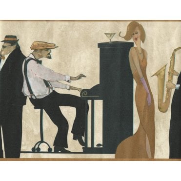 Imperial Scan | Jazz Band Gold Wallpaper Border By Imperial B63506