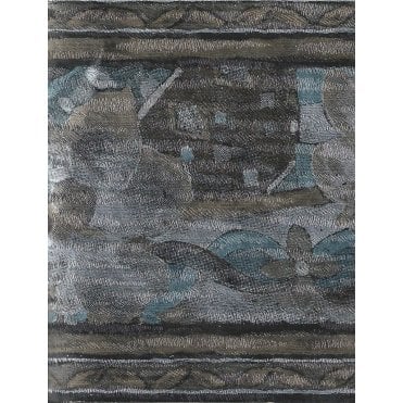 Jemima Abstract Floral Metallic Black Border by John Wilman 362852